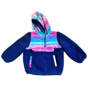 I Madison Girls 4 Toddler Pink Ombré Hooded Sherpa Fleece Pullover Jacket Parka